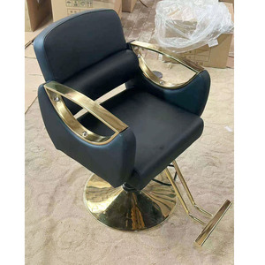 Chaise de barbier hydraulique en cuir noir, chaise de coiffure réglable en hauteur avec repose-pieds - Product Image 2