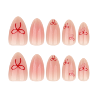 24 faux ongles de haute qualité, style Saint-Valentin, brillants, à poser, réutilisables, faux ongles à marque privée, qualité salon.