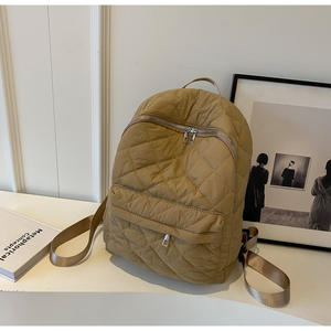 Hiver Classique Voyage Randonnée Casual Diamond Matelassé Sac à dos Solid Color Custom College Student Padded Laptop Schoolbag - Product Image 6