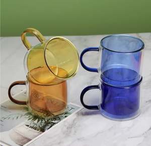 Mugs isothermes à double paroi DFM01 250ml, verre transparent bleu vert rose ambre bleu turquoise, gobelets de bureau, cadeaux promotionnels - Product Image 4