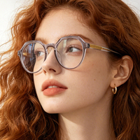 Nuevo Marco de Lentes Metálico Redondo TR, Ligero, Moderno para Mujer, Montura de Gafas para Uso Diario Informal, Lentes Ópticas para Mujer