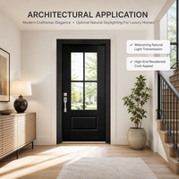 Porte simple moderne française personnalisée avec panneau en verre insonorisé pour applications intérieures et d'entrée