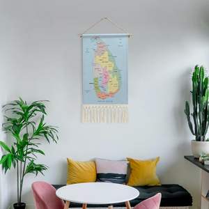 Póster de Pared de Algodón y Lino Puxufody con Mapa de Sri Lanka e Imagen Decorativa - Product Image 6