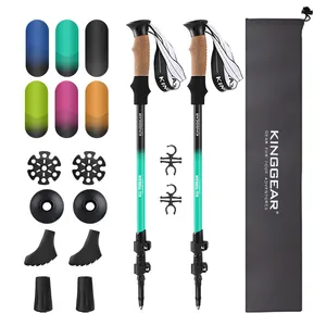 AG KingGear Lightweight 7075 Aluminum Trekking Poles Nordic Walking Poles Natural Cork Grip Walking Sticks for Men Women