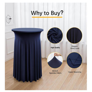 32 "x 43" Коктейльная настольная юбка из спандекса Стрейчевые волнистые драпировки облегают высокие крышки барного стола для свадебных вечеринок - Product Image 4
