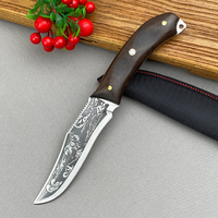 Couteau de chasse, couteau portable pour la manipulation de la viande en extérieur, couteau multi-usage pour la viande, couteau de découpe pour le camping et le barbecue, petit couteau droit