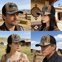 Gorra Trucker Snapback de 6 Paneles con Logotipo 3D de Metal Estilo Western, Casual y Moderna, de Mezclilla, Lona, Encaje, Malla de Jersey, para Pesca, Playa y Actividades al Aire Libre