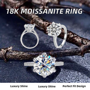 Anillo de Compromiso y Boda de Lujo en Plata de Ley S925 con Moissanita VVS1 de 1, 3 y 5 Quilates para Mujer - Product Image 2