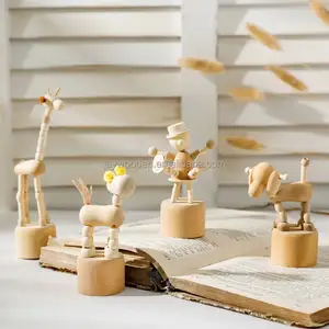 Kerajinan boneka kayu kreatif hewan kecil kerajinan kayu Mini sederhana dan lucu kategori Sains & teknik mainan Natal