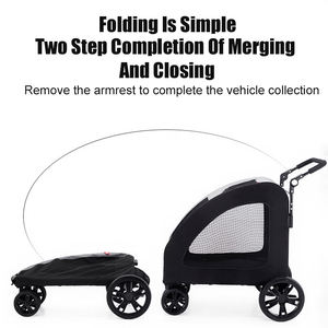 मध्यम छोटे कुत्ते और बिल्ली के लिए बड़ा स्थान 4 पहियों वाला बड़ा कुत्ता घुमक्कड़ मुड़ा हुआ बड़ा पालतू यात्रा घुमक्कड़ ट्रॉली - Product Image 5
