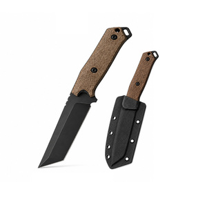 Couteau tactique artisanal en acier O2, lame fixe Tanto, manche intégral, pour la survie et le bushcraft, avec étui Kydex et lame large - Product Image 1