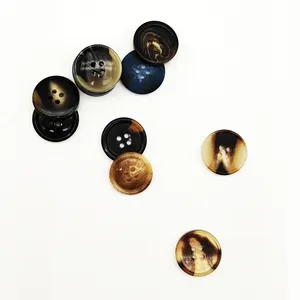 High Quality Custom Round 4-hole 4 Hole Horn Resin Sewing Button Fashion 4 Holes Buttons For Clothes Shirt Suit