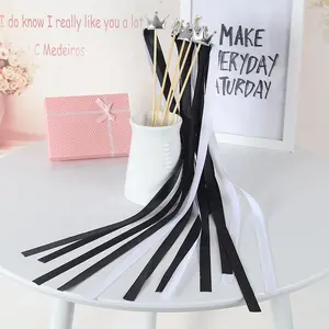 Ribbon Fairy Wands Party Sticks Streamers with Bells Fairy Stick Wish Wands for Wedding-waving Party Favors