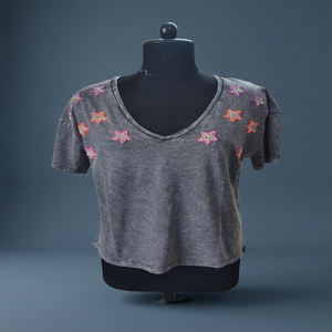 Women Cotton V Neck <b>T</b> <b>Shirt</b> Wholesale Manufacturer Supply for Best Price - Product Image 1