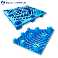 Palette industrielle en plastique soufflé légère de 1200x1000mm, neuf pieds, pour usage au sol