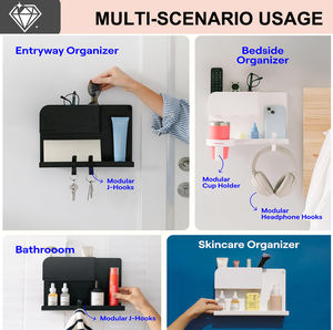 Estante Flotante para Mesita de Noche, Organizador de Pared sin Taladro, Estante de Pared para Cargador de <span class=keywords><strong>Teléfono</strong></span> y Control Remoto - Product Image 4