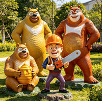 Estatuas de Fibra de Vidrio de Tamaño Real Personalizadas, Ecológicas, Resistentes al Agua, Pintadas, de los Osos Boonie, para Parques de Diversiones y Centros Comerciales