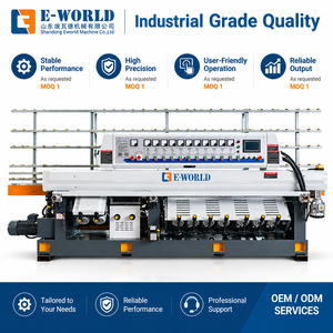 Máquina de Biselado de Vidrio y Acero EWORLD PLC de 11 Motores con Grosor de 3-25 mm y Potencia de 26.65KW para Plantas de Procesamiento de Vidrio - Product Image 3