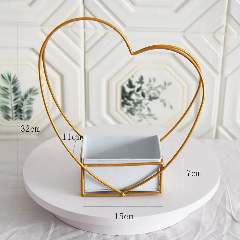 New release heart metal gold plated hand-held flower basket cake flower stand DIY flower arrangement gift box