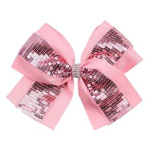Accessoires de cheveux pour cheerleading : Pinces à cheveux élégantes faites à la main avec sequins carrés, nœuds de cheerleading couleur unie en queue d'hirondelle - Product Image 5