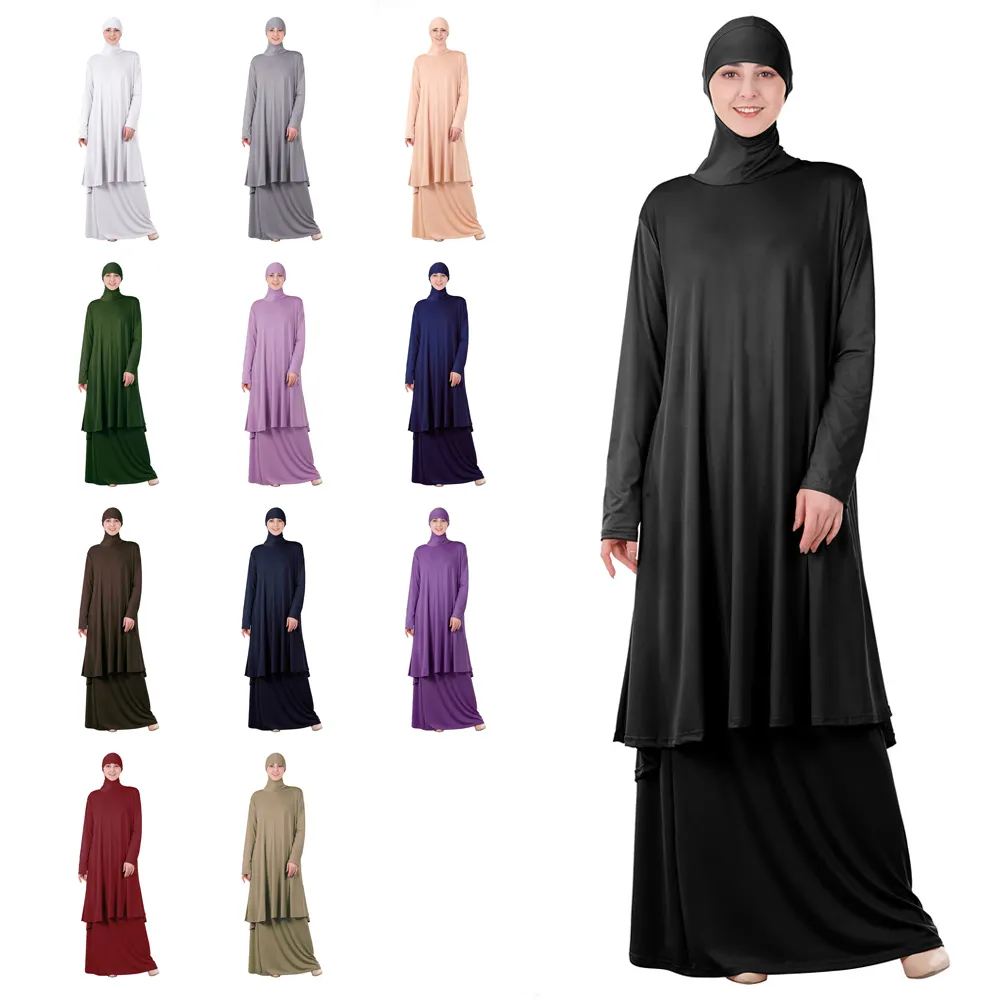 Neues Design Chiffon schwarz Dubai bescheiden Khimar Hijab 2 Stück Jilbab Abaya Frauen Muslim Pour Marier Kleid islamisch eid
