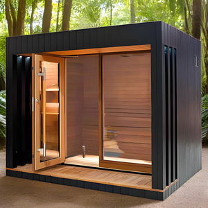 Cabine de sauna extérieur en cèdre au design <span class=keywords><strong>nordique</strong></span> moderne personnalisé 6KW poêle électrique en cèdre rouge ioniseur d'oxygène à vapeur humide en bois massif rapide - Product Image 2