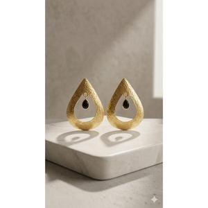 Embossed Gold Teardrop Wedding <b>Earrings</b> Filigree Sapphire Crystal <b>Drops</b> Ornate Open Pear Dangles - Product Image 1