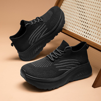 Chaussures de course en tricot pour hommes et femmes, respirantes, à enfiler, avec plateforme épaisse et coussin, baskets de marche athlétiques
