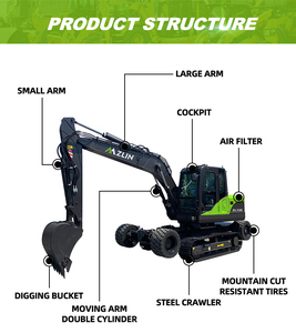 China Low Price Multi <b>Function</b> Wheel Excavator X9 9Ton Mini Excavator Track <b>Shoes</b> Yanmar Engine High Digging Power Pump Gear - Product Image 6