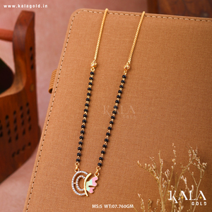 Mangalsutra de oro de 18 quilates elegante y tradicional hecho a mano para mujeres de estilo étnico con cadena de diamantes y cuentas - Product Image 1
