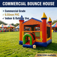 Château gonflable commercial arc-en-ciel vibrant, modèle classique avec entrée tunnel arqué, idéal pour la location d'événements extérieurs