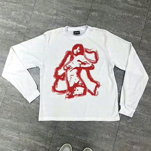 Guangzhou shangshang เสื้อยืดแขนยาววินเทจเสื้อยืดพิมพ์ลายโลโก้กราฟิกที่กำหนดเอง - Product Image 1