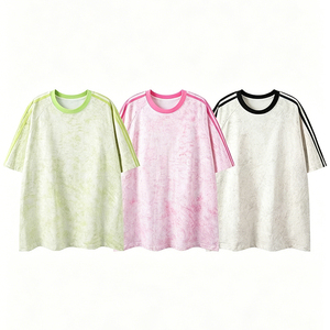 <span class=keywords><strong>Camiseta</strong></span> retro americana de manga corta con tres franjas y efecto tie-dye, se puede personalizar con logotipo, <span class=keywords><strong>camiseta</strong></span> holgada de verano para hombre. - Product Image 6