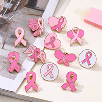 Broche en émail personnalisée en métal pour la sensibilisation au cancer du sein, ruban rose, vente en gros