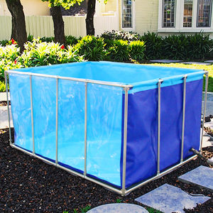 Grand étang d'élevage de poissons en toile PVC pliable et mobile Réservoir carré de koïs Betta au sol Aquarium Réservoir de poissons en plastique - Product Image 5