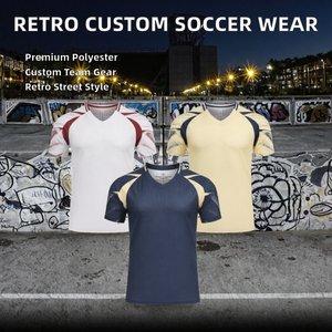 Camisetas de Fútbol Retro Personalizadas al por Mayor, Camisetas de Fútbol Vintage con Impresión por Transferencia de Calor OEM, 100% Poliéster, Unisex, para Equipos - Product Image 2