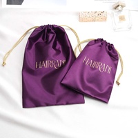 Pochette en satin biodégradable et écologique avec cordon de serrage, impression de logo personnalisé, pour chaussures, extensions de cheveux, perruques, emballage de lingerie de luxe