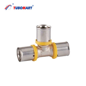 Raccords à sertir PEX TUBOMART OEM, directement de l'usine, <span class=keywords><strong>raccord</strong></span> en T égal <span class=keywords><strong>16</strong></span> pour tuyaux PEX multicouches, solutions de plomberie gaz - Product Image 1