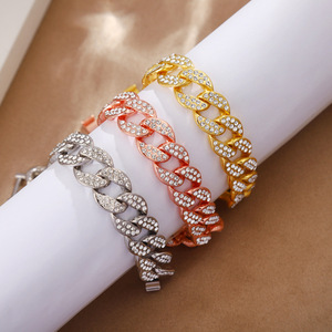 Pulsera de Cadena Cubana Tiyo, Chapada en Oro de 14K, Aleación de Zinc con Incrustaciones de Circonitas, Unisex, Joyería Moderna para Compromiso - Product Image 4