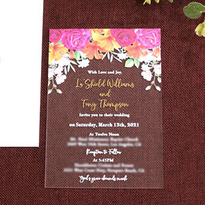 Acrylique givré nouvelles idées personnalisé fantaisie Floral aquarelle <span class=keywords><strong>carte</strong></span> d'invitation de mariage - Product Image 1