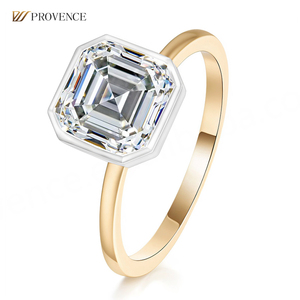 Bague en or jaune massif 18 carats 14 carats avec diamant de laboratoire taille Asscher, bague de fiançailles, diamants certifiés IGI, faite à la main pour femmes - Product Image 1