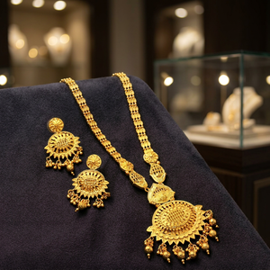 Collares Largos de Oro Micronizado de 14K, 18K y 24K al por Mayor, Conjunto de Joyería de Latón Dorado de Moda, Conjunto de Joyería de Diseño Tradicional - Product Image 3