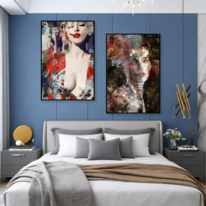 Tableau mural abstrait sur toile : <span class=keywords><strong>Portrait</strong></span> féminin, Art moderne, <span class=keywords><strong>Peinture</strong></span> de femme, Style graffiti coloré, Impression de figure pour décoration de salon - Product Image 6