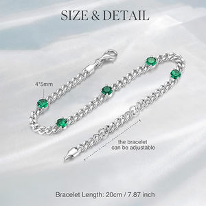 سوار كوبي من الفضة عيار 925 أنيق وقابل للتخصيص مع زركون أخضر، مجوهرات نسائية فريدة وفاخرة - Product Image 6