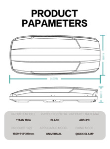 American ROAHTRIP RT-TITAN213B Sports ABS + PC Plastique Boîte <span class=keywords><strong>de</strong></span> <span class=keywords><strong>toit</strong></span> <span class=keywords><strong>de</strong></span> voiture Ouverture latérale double Clips rapides Bande d'étanchéité 450L (16Cuft) - Product Image 6