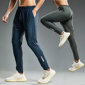 Pantalones de seda de hielo para hombre, ropa cómoda de secado rápido para correr, entrenamiento, Fitness, gimnasio, pantalones deportivos