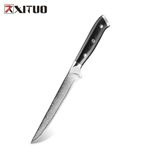 Xyj couteau à filet à désosser japonais, ustensile de cuisine en acier VG10 damas couteau de boucher, <span class=keywords><strong>dinde</strong></span> bœuf noir, couperet à manche G10 de 6 pouces - Product Image 1
