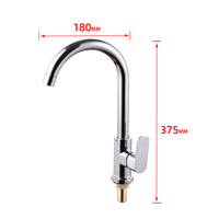 Robinet de cuisine chromé en alliage de zinc, monocommande eau froide, col de cygne, à poser sur comptoir