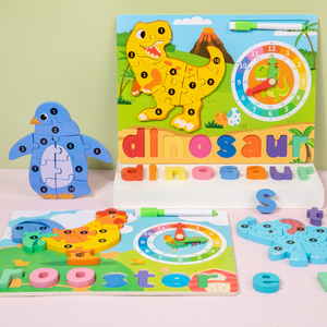 Chàng trai cô gái mầm non động vật du lịch trò chơi Quà Tặng Đồng hồ gỗ học tập Montessori đồ chơi trẻ mới biết đi câu đố lứa tuổi 3 4 5 - Product Image 5