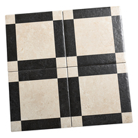 Carreaux de pierre calcaire à carreaux noirs et blancs de style rétro 200x200mm pour la cuisine, la salle de bain, le balcon, revêtement de sol entièrement céramique antidérapant